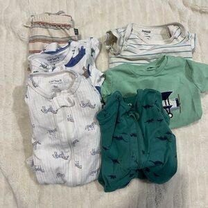 Baby Clothing Set with Dinosaur and Striped Designs